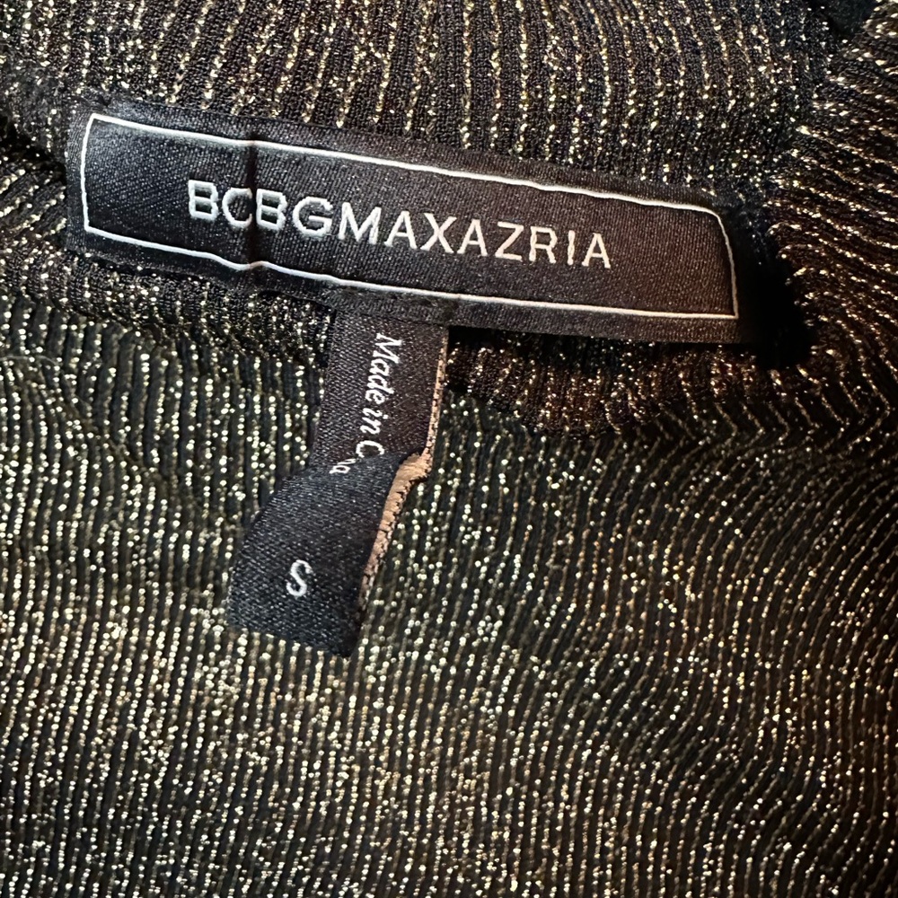 BCBGMaxAzria Metallic Mockneck Knit Top Small - Picture 3 of 4